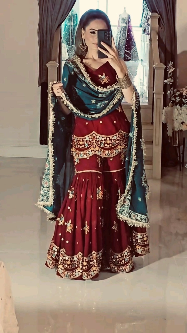 Bridal Wear Heavy Work Sharara Suit - XXL