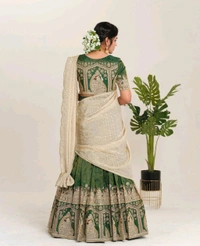 Launching Kalamkari Lehenga Choli - M Upto L Margin, Green