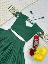 Launching Kalamkari Lehenga Choli - XL Upto XXL Margin, Green