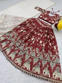 Launching Kalamkari Lehenga Choli - M Upto L Margin, Stiletto