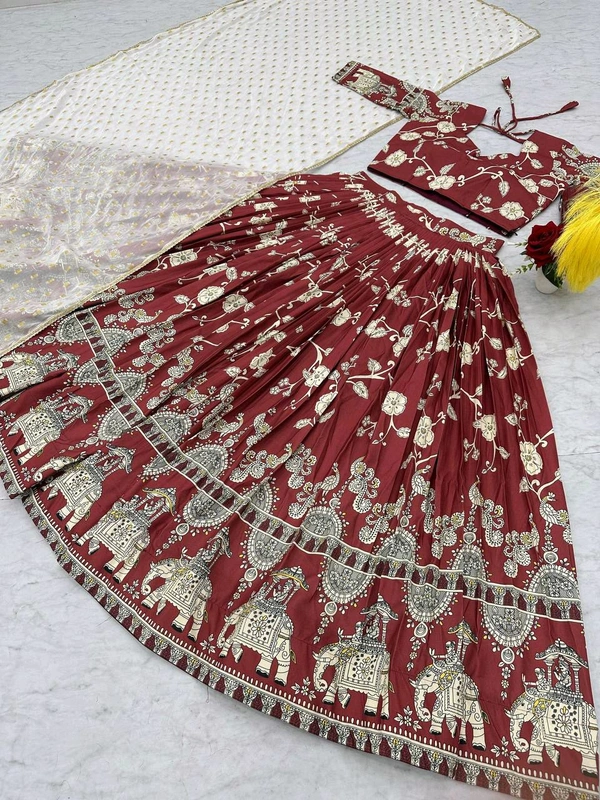 Launching Kalamkari Lehenga Choli - M Upto L Margin, Stiletto