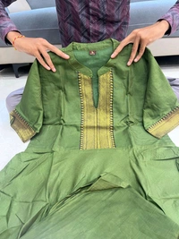Pure Chanderi Kurti With Pant Set - XL
