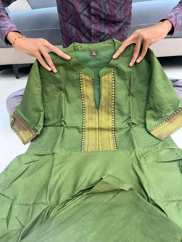 Pure Chanderi Kurti With Pant Set - XL