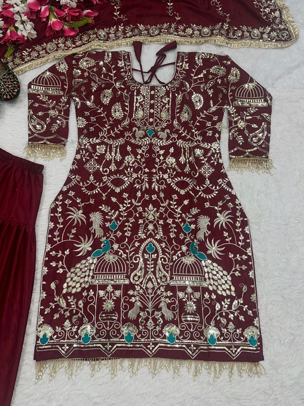 Partywear Heavy Sequence Work Dhoti Salwar Suit - XXL