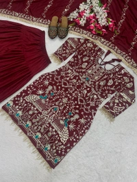 Partywear Heavy Sequence Work Dhoti Salwar Suit - XXL