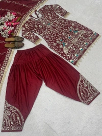 Partywear Heavy Sequence Work Dhoti Salwar Suit - XXL