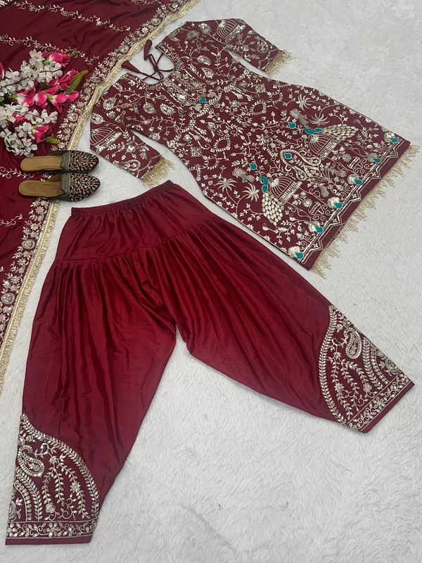 Partywear Heavy Sequence Work Dhoti Salwar Suit - XXL