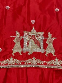 Crepe Silk Indo Western Lehenga Choli - Red, XXL
