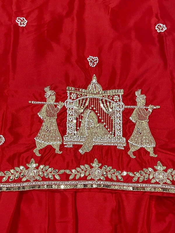 Crepe Silk Indo Western Lehenga Choli - Red, XXL