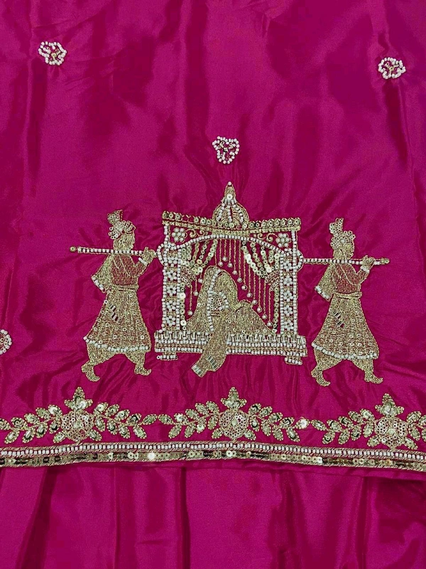 Crepe Silk Indo Western Lehenga Choli - Pink, L