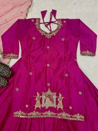 Crepe Silk Indo Western Lehenga Choli - Pink, XL