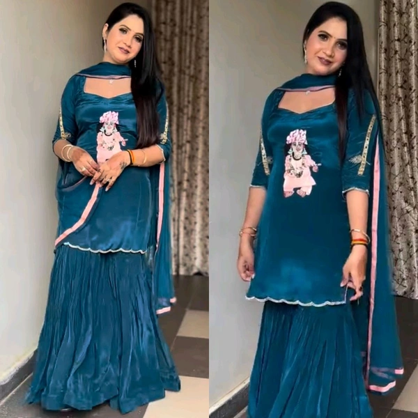 Designer Fancy Border Plazzo Suit - L