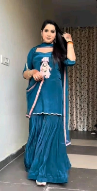 Designer Fancy Border Plazzo Suit - L
