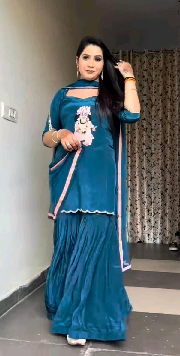 Designer Fancy Border Plazzo Suit - L