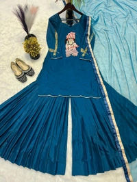 Designer Fancy Border Plazzo Suit - L