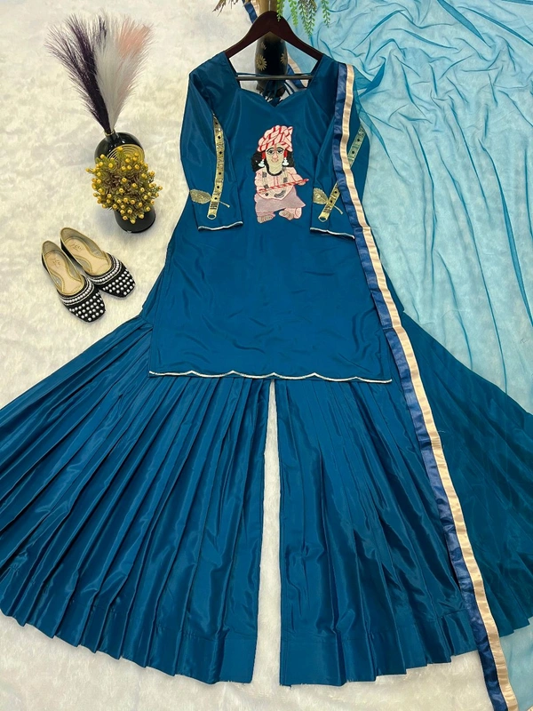 Designer Fancy Border Plazzo Suit - L