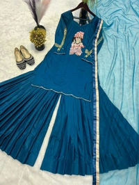 Designer Fancy Border Plazzo Suit - L