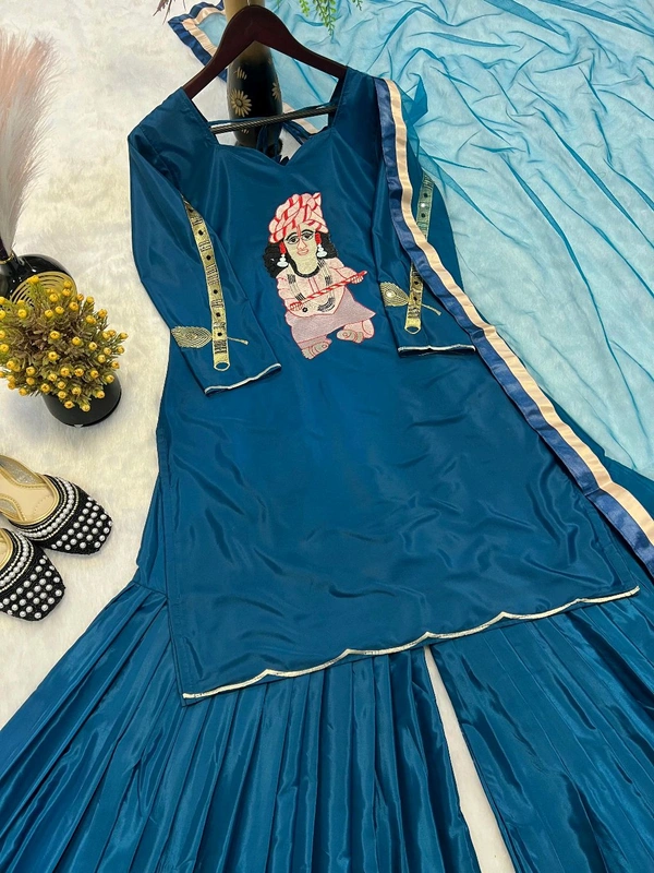 Designer Fancy Border Plazzo Suit - L