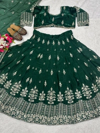 Jimmy Choo Silk Wedding Lehenga Choli - Free Size Upto 44inch, Green