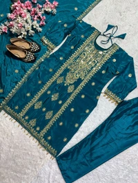 Pure Heavy Chinon Silk Readymade Suit - XL