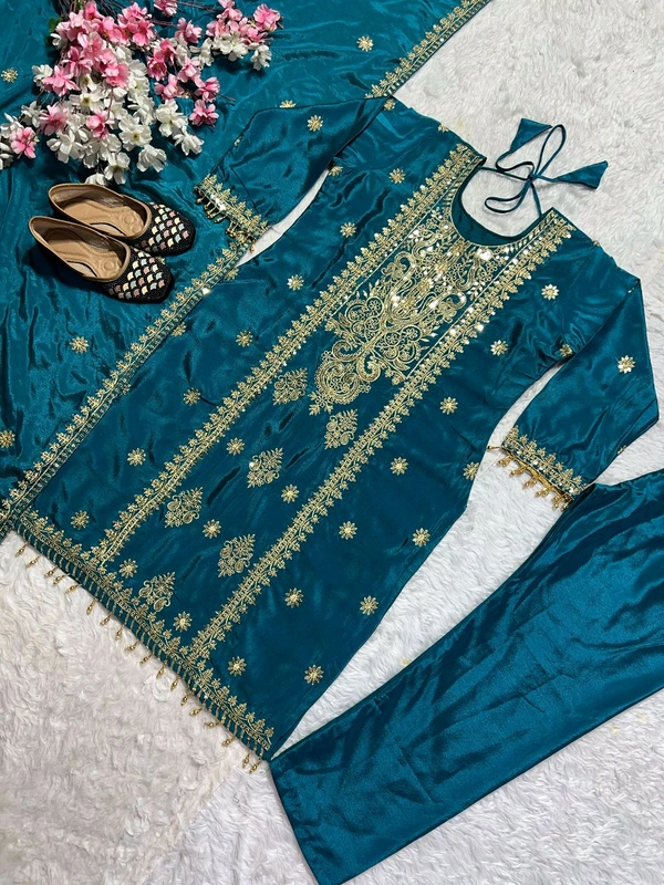 Pure Heavy Chinon Silk Readymade Suit - XL