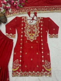 Bridal Wear Heavy Embroidery Work Sharara Suit - M