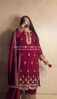 Designer Crepe Silk Partywear Suit - L