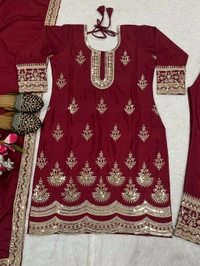 Designer Crepe Silk Partywear Suit - L
