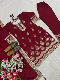 Designer Crepe Silk Partywear Suit - L