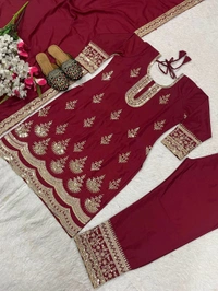 Designer Crepe Silk Partywear Suit - XL