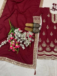 Designer Crepe Silk Partywear Suit - XL
