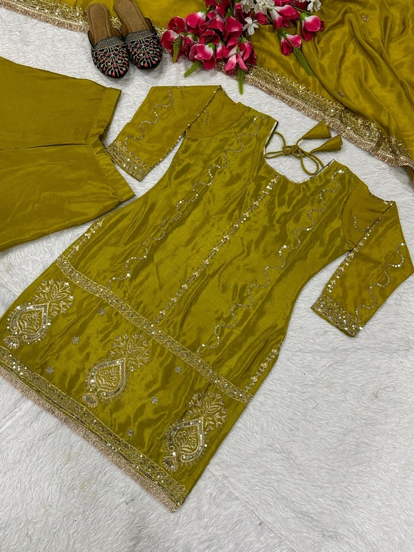 Muslim Wedding Style Heavy Sharara Suit - L, Trendy Green