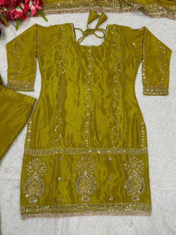 Muslim Wedding Style Heavy Sharara Suit - XL, Trendy Green