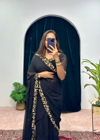 Most Selling Readymade Saree Gown - M, Black