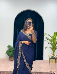 Most Selling Readymade Saree Gown - L, Blue