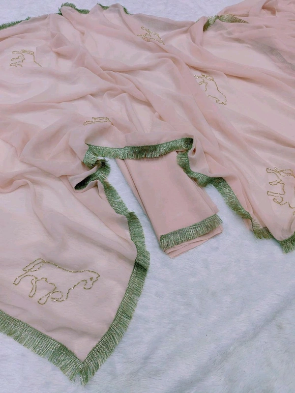 Latest Trendy Georgette Saree With Blouse Piece