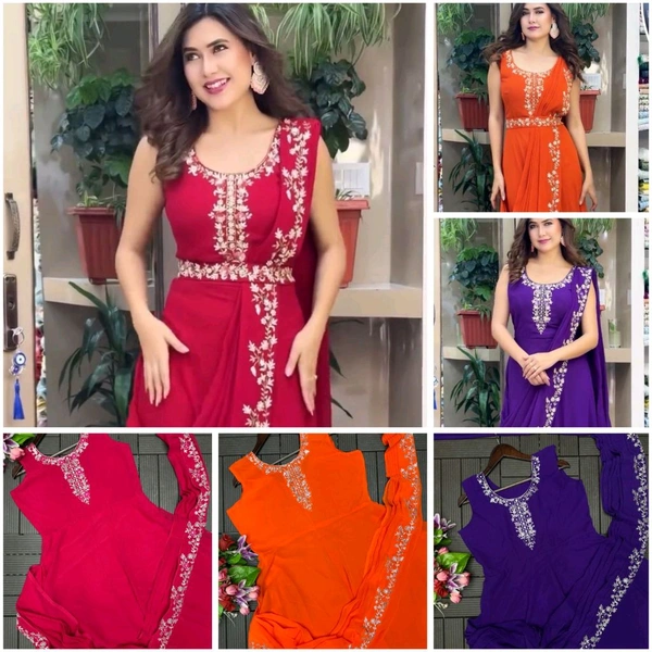 Most Highest Demanding Readymade Saree Cum Gown - Xl Upto 2xl Margin, Purple