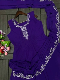 Most Highest Demanding Readymade Saree Cum Gown - Xl Upto 2xl Margin, Purple