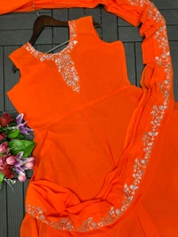 Most Highest Demanding Readymade Saree Cum Gown - Xl Upto 2xl Margin, Orange