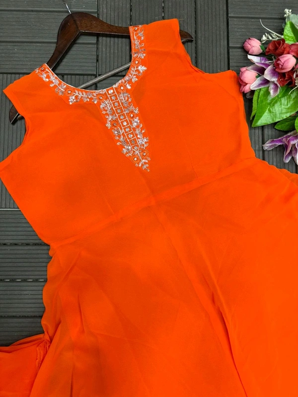 Most Highest Demanding Readymade Saree Cum Gown - Xl Upto 2xl Margin, Orange