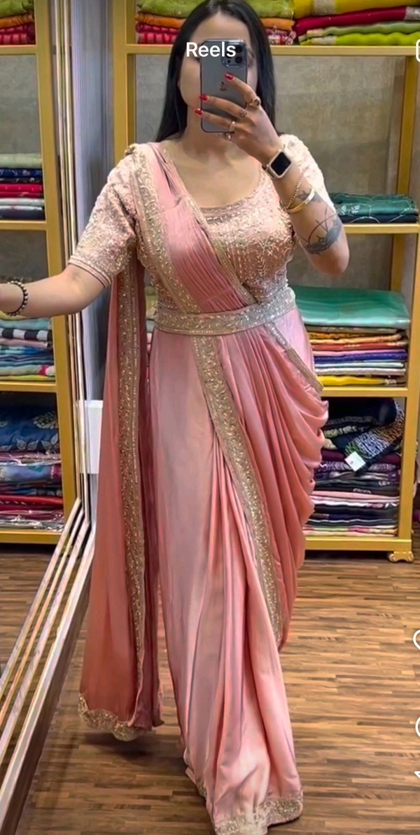 Ready To Wear Saree With Belt - Sundown