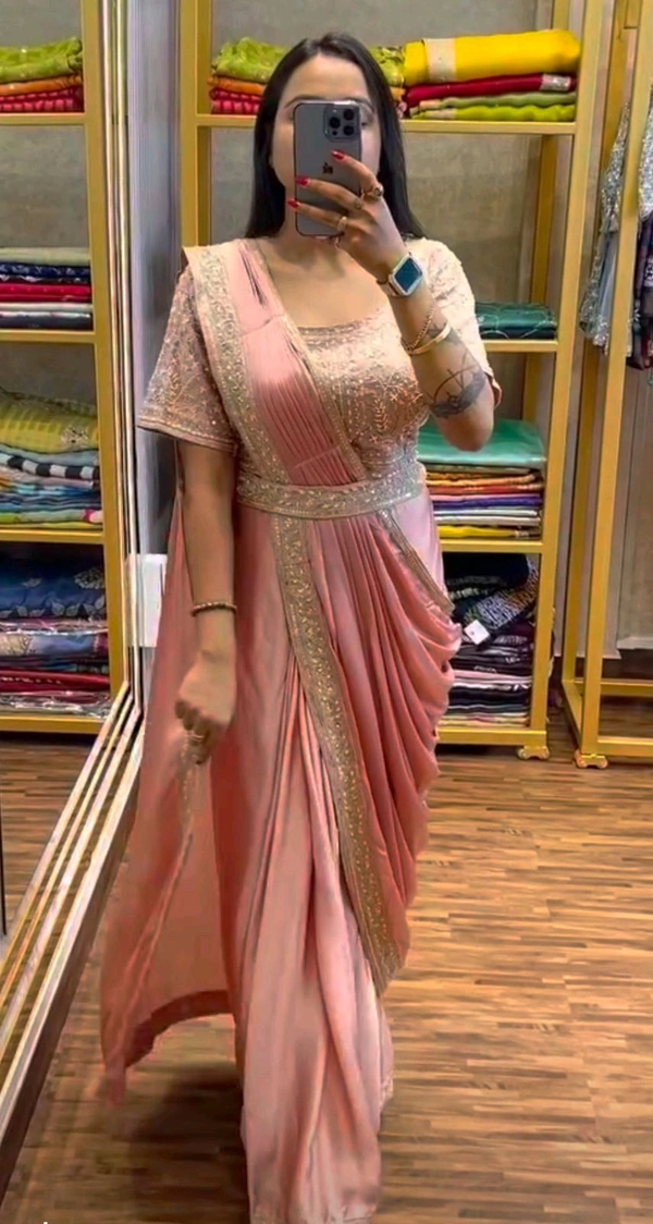 Ready To Wear Saree With Belt - Sundown