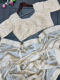 Ready To Wear Saree With Belt - Bone