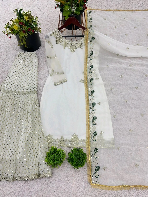 Designer Heavy Embroidery Work Sharara Suit - M