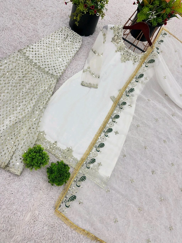 Designer Heavy Embroidery Work Sharara Suit - M