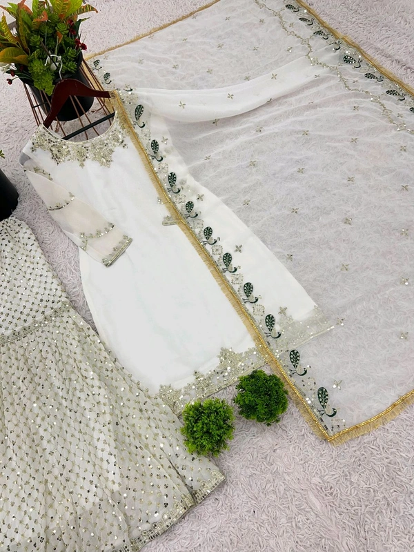 Designer Heavy Embroidery Work Sharara Suit - M