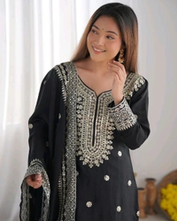 Black Color Real Modelling Shoot Sharara Suit - L