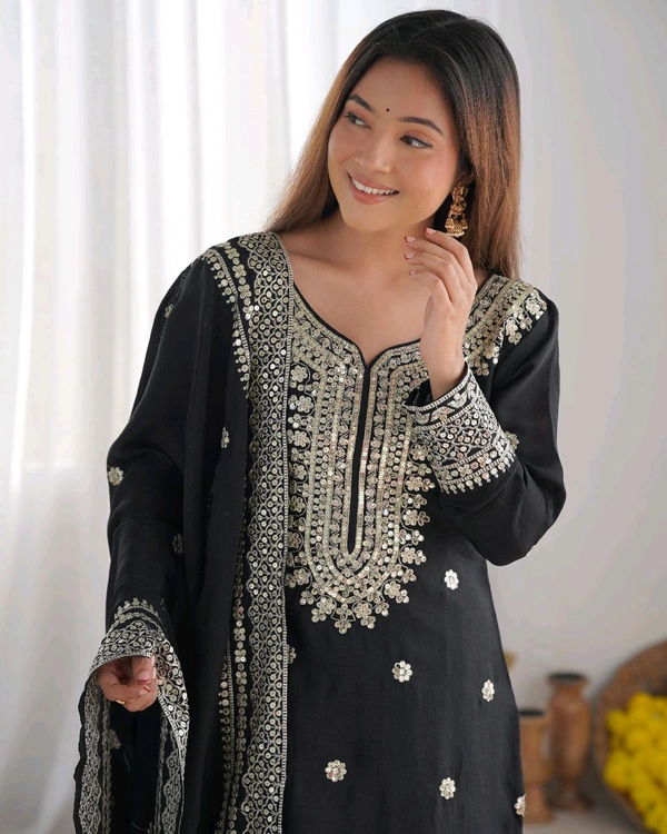 Black Color Real Modelling Shoot Sharara Suit - L