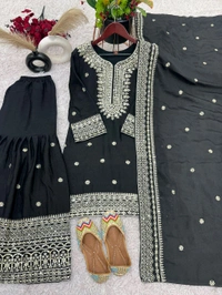 Black Color Real Modelling Shoot Sharara Suit - L