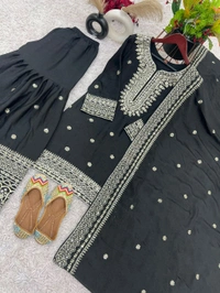 Black Color Real Modelling Shoot Sharara Suit - L